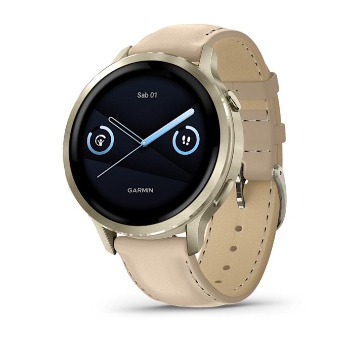 Venu® 4 – 41 mm, Lunar gold con cinturino in silicone Bone e cinturino in pelle Light Sand