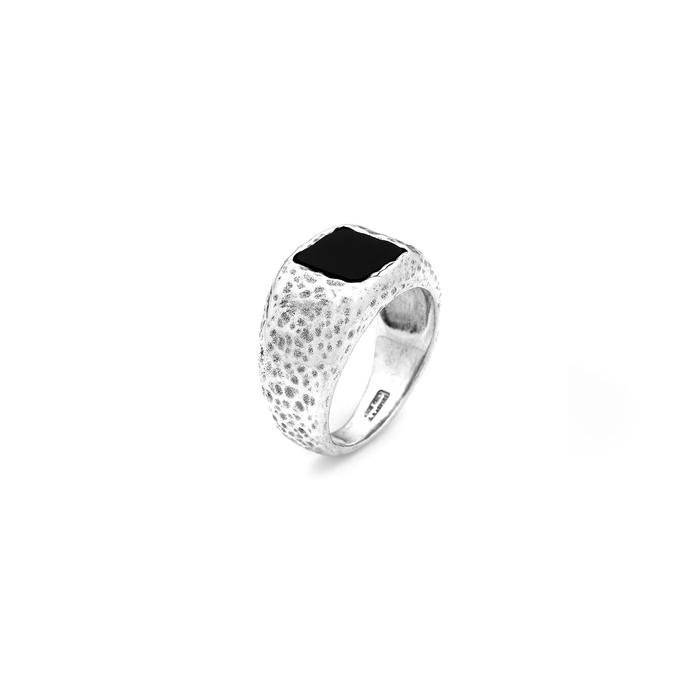 Anello Martellato Quadrato Onice