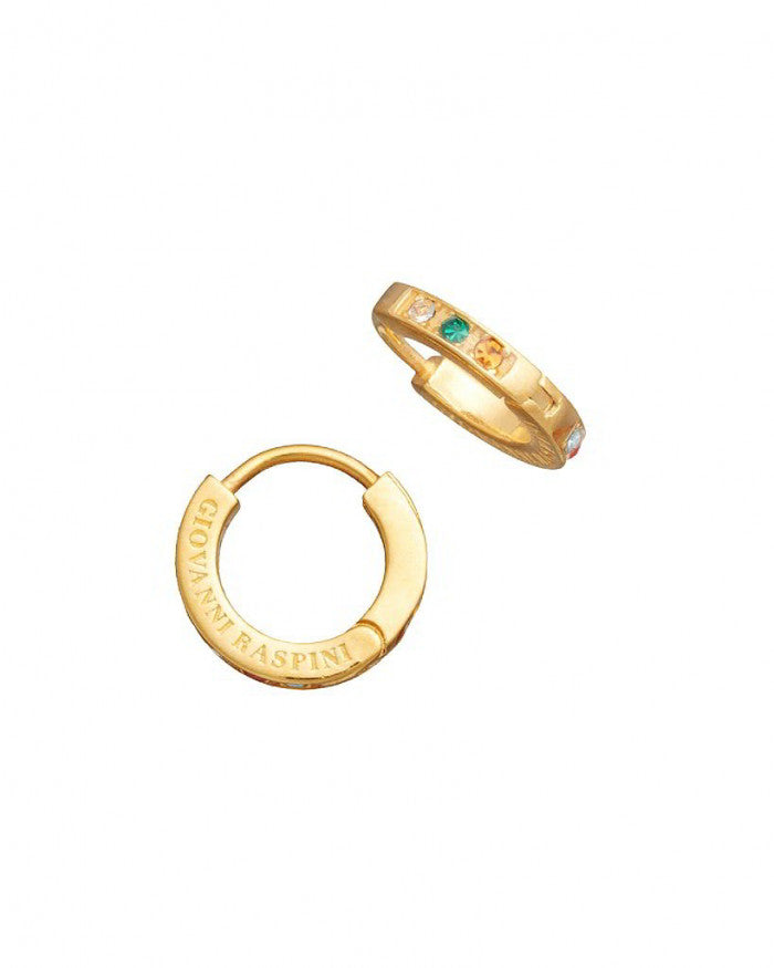 Orecchini Huggie Crystal Color Piccoli Dorati