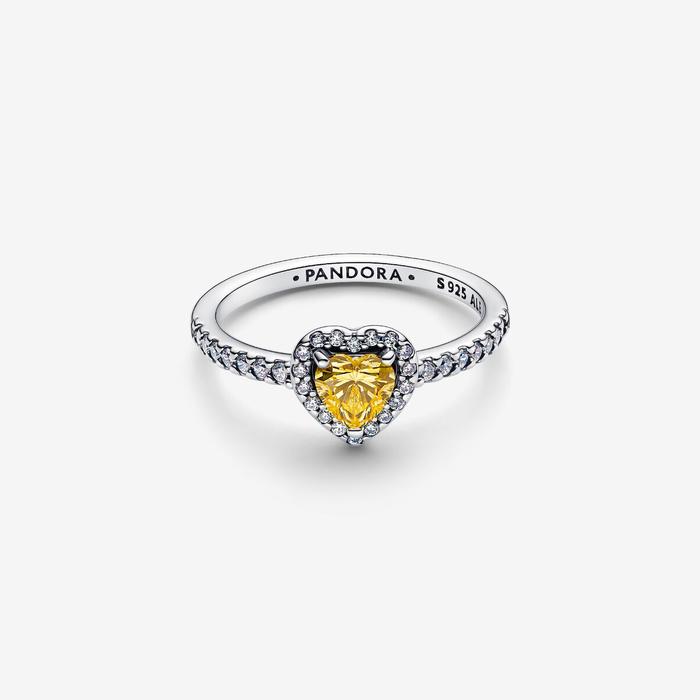 Anello Cuore in Rilievo Giallo