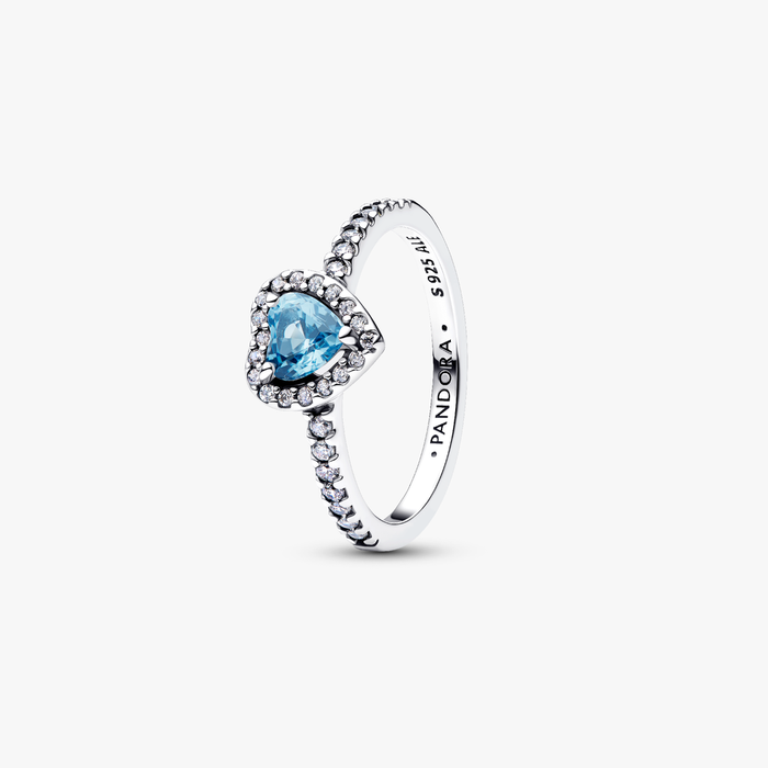 Anello Cuore in Rilievo Azzurro