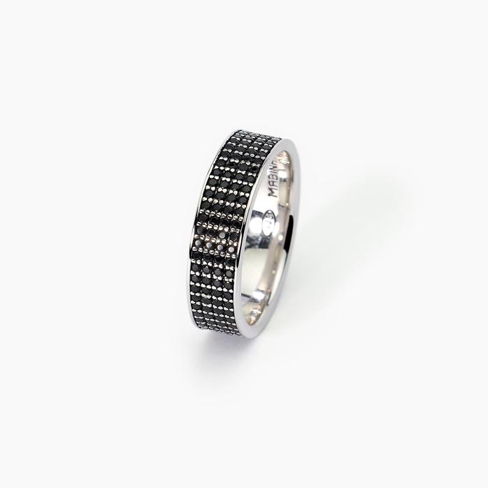 Anello pavè in argento BLACK CODE