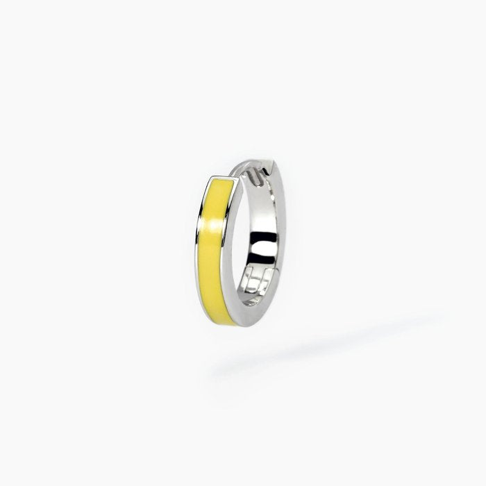 Orecchinon argento a cerchio con smalto giallo COLOR BLOCK
