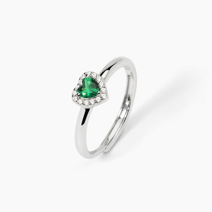 Anello in argento con smeraldo sintetico LOVE AFFAIR