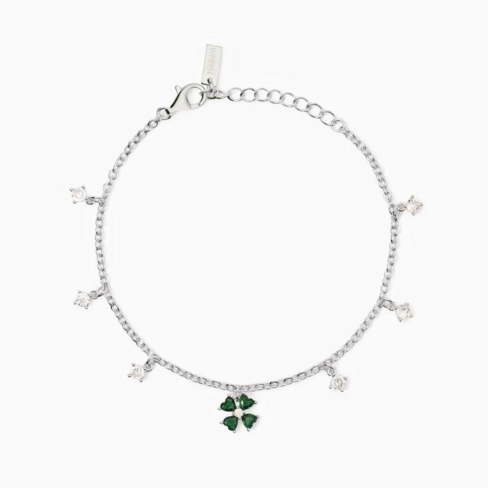 Bracciale in argento con quadrifoglio Cercami