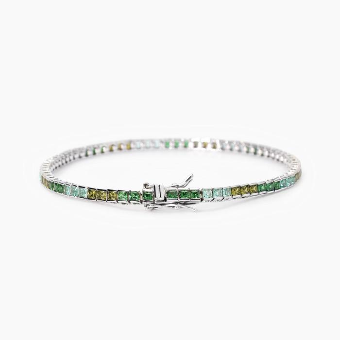 Bracciale tennis con zirconi multicolor verdi Tennis Club