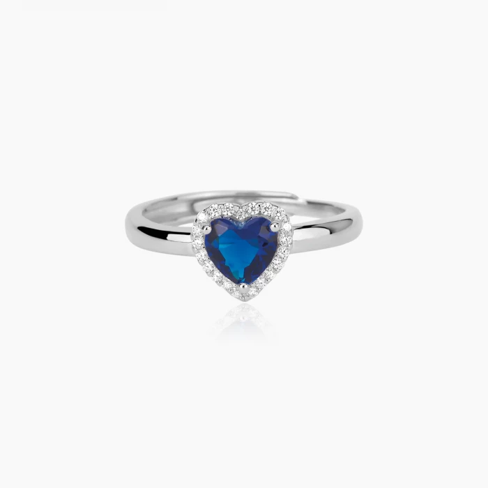 ANELLO CON CUORE COLOR ZAFFIRO