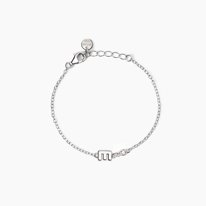 Bracciale neonato con lettera E e diamante Lab-Grown Welcome Baby