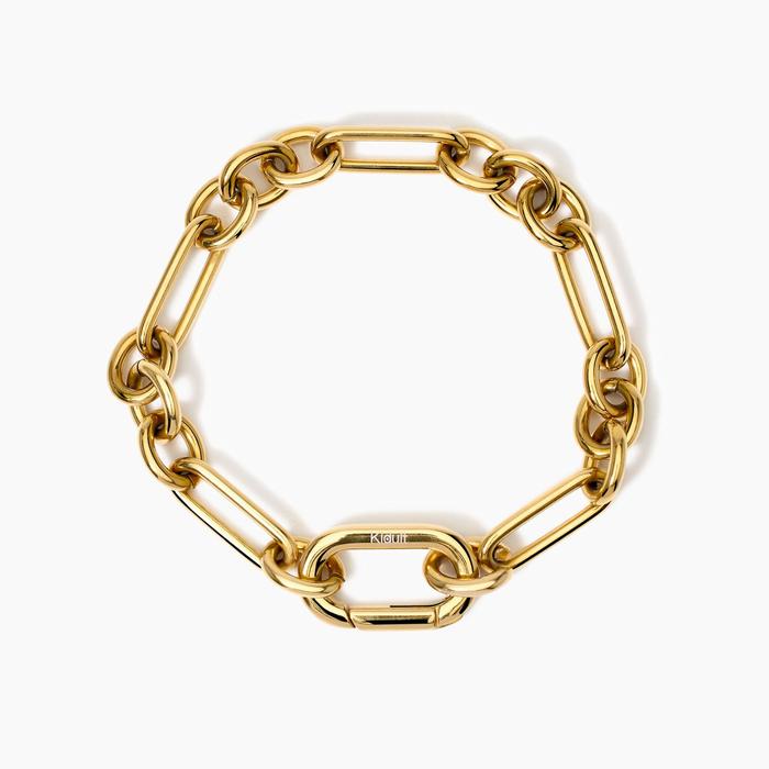Bracciale dorato maglie alternate