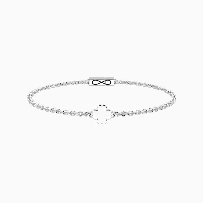 Bracciale con quadrifoglio e chiusura non-reversibile
