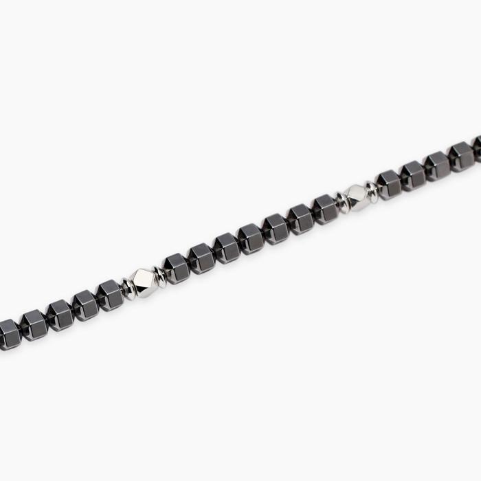 Bracciale regolabile da uomo in argento e ematite Porto Alegre