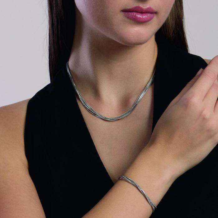 Bracciale multifilo argentato con catene snake Style 59