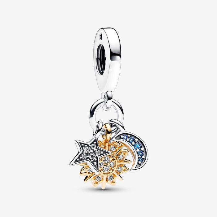 Charm Pendente Stella, Sole e Luna