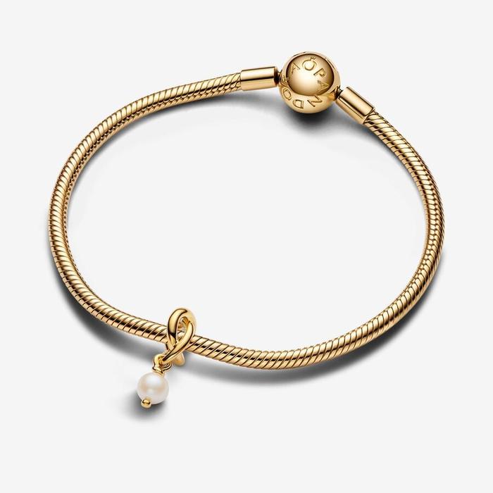 Charm Pendente Cerchio Eterno Bianco Perla d’Acqua Dolce Coltivata Giugno