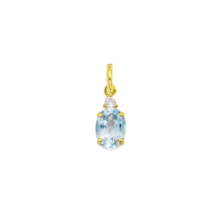 Charm Acquamarina in Oro e Zirconi