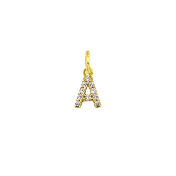 Charm Lettera A in Oro e Zirconi