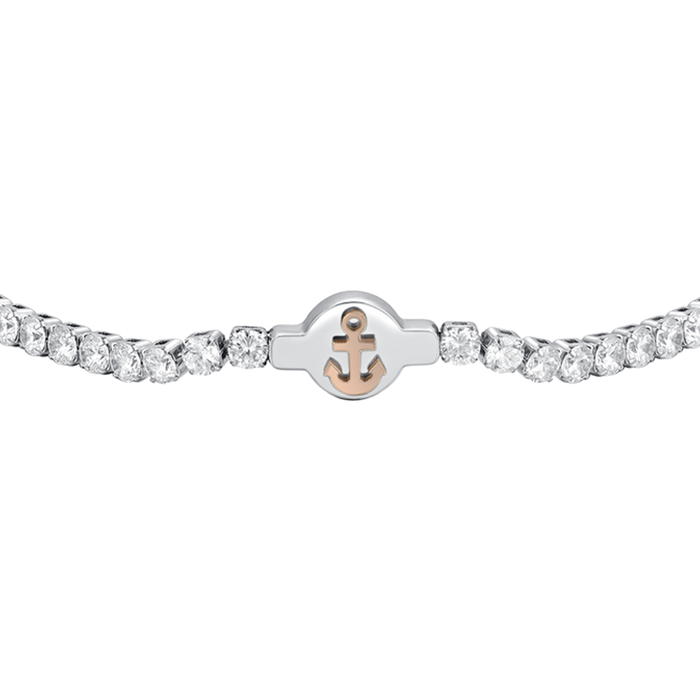 BRACCIALE TENNIS UOMO IN ACCIAIO ZIRCONI BIANCHI