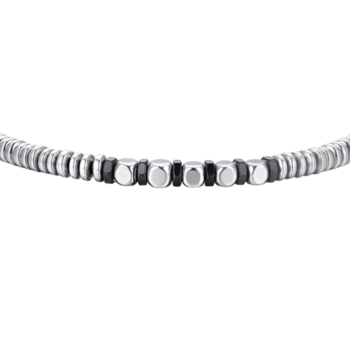BRACCIALE UOMO IN ACCIAIO EMATITE SILVER E NERA