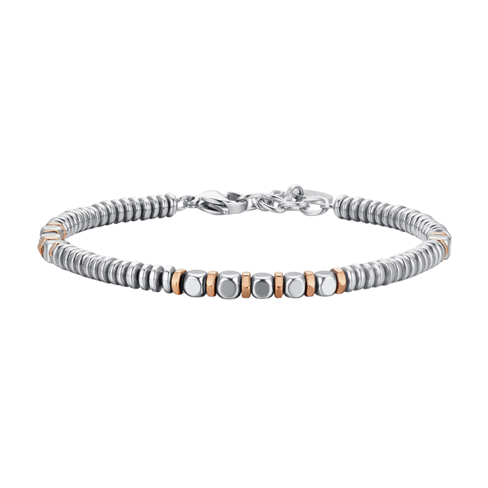 BRACCIALE UOMO IN ACCIAIO EMATITE SILVER E ROSE GOLD