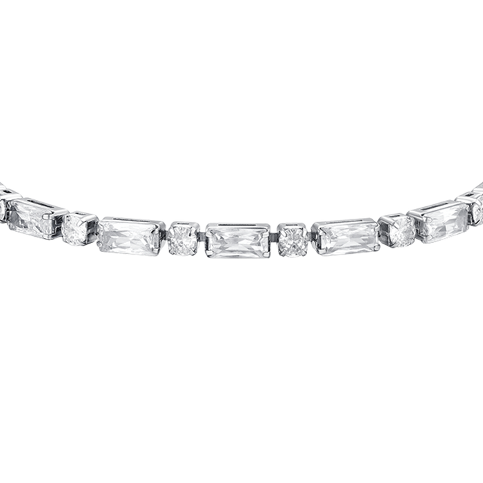 BRACCIALE TENNIS DONNA IN ACCIAIO ZIRCONI BIANCHI