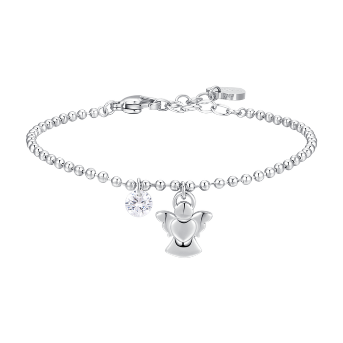 BRACCIALE DONNA IN ACCIAIO CON ANGELO E ZIRCONE BIANCO