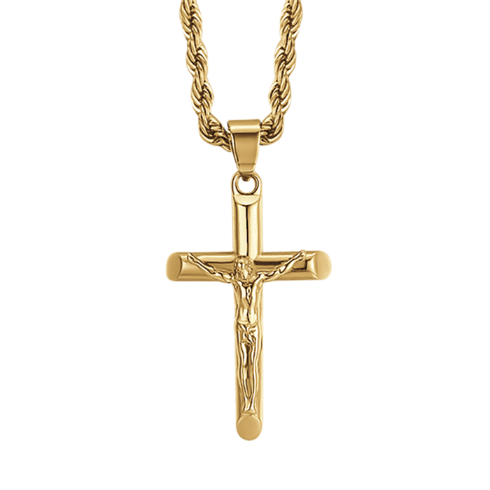COLLANA UOMO IN ACCIAIO CON CROCIFISSO
