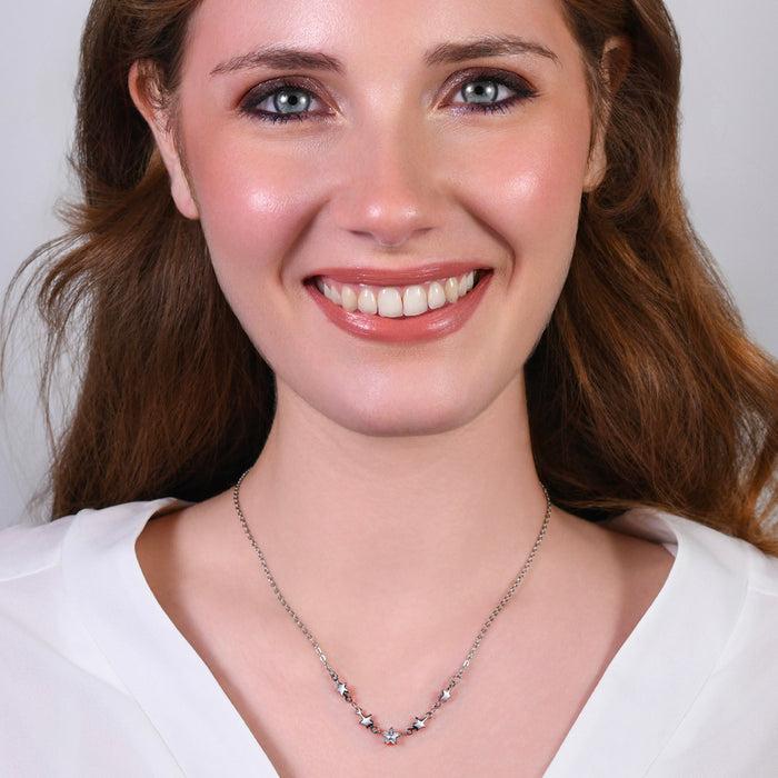 COLLANA IN ACCIAIO CON STELLE E ZIRCONI BIANCHI