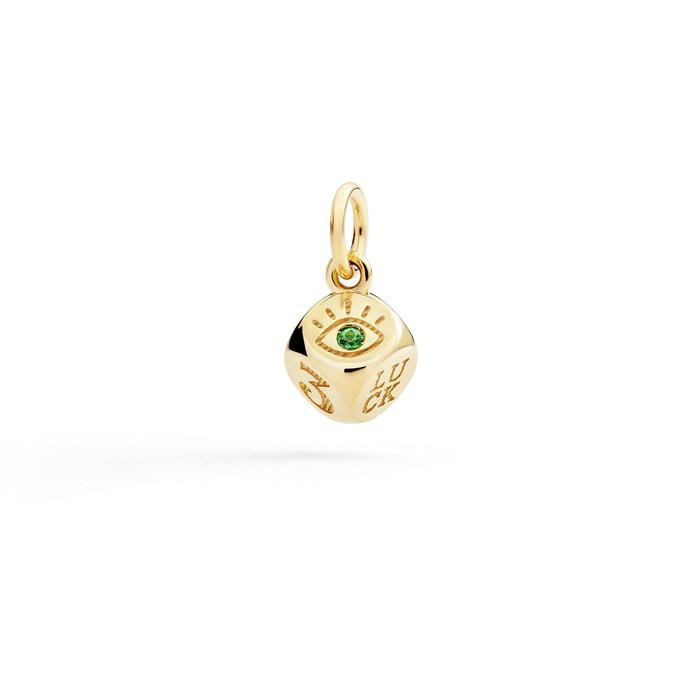 CIONDOLO DADO ORO GIALLO & TSAVORITE