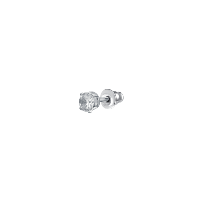 MONO ORECCHINO DONNA IN ACCIAIO CON ZIRCONE BIANCO