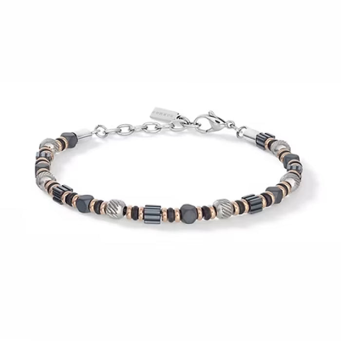 Bracciale in Acciaio, Pvd rosè e nero, Ematite