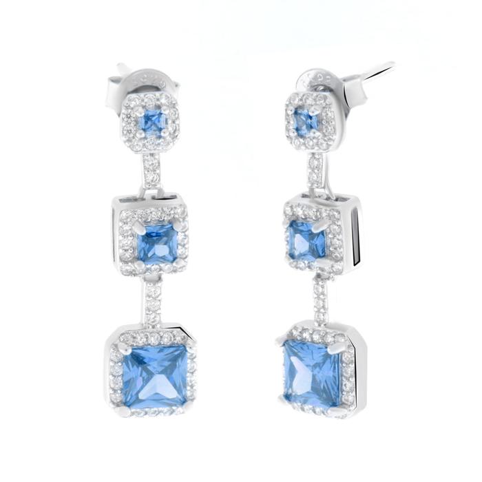 Orecchini in Argento 925 con zirconi azzurri