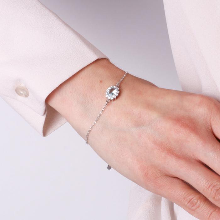 Bracciale in Argento 925 con zirconi bianchi e zircone centrale acqua