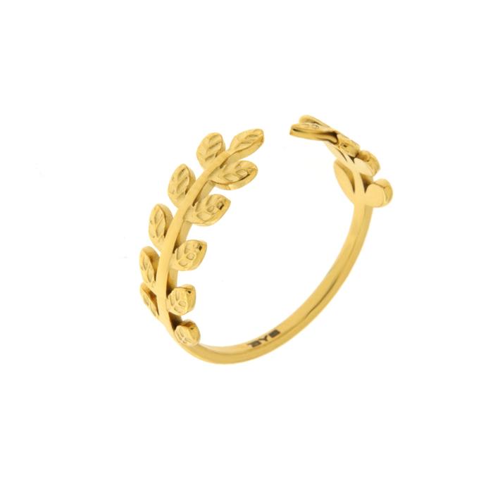 Anello in Acciaio rigido con foglie