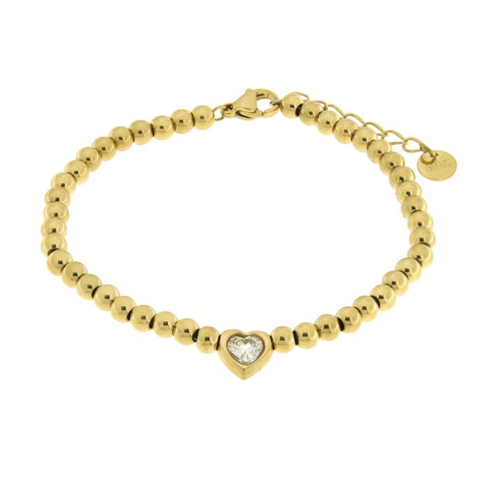 Bracciale in Acciaio con cuore e cristallo