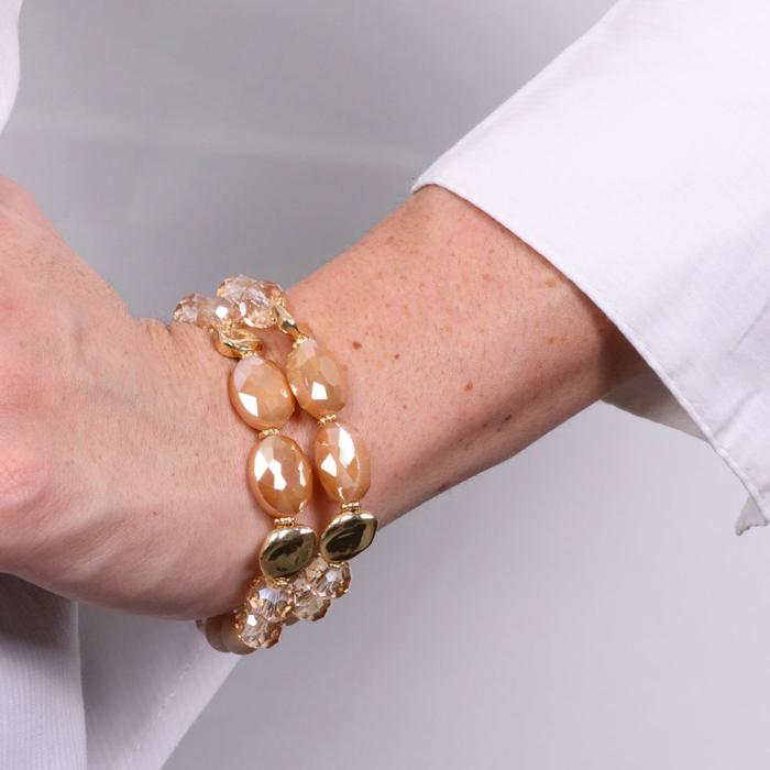 Bracciale in Metallo multifilo con pietre nelle sfumature dell'arancione
