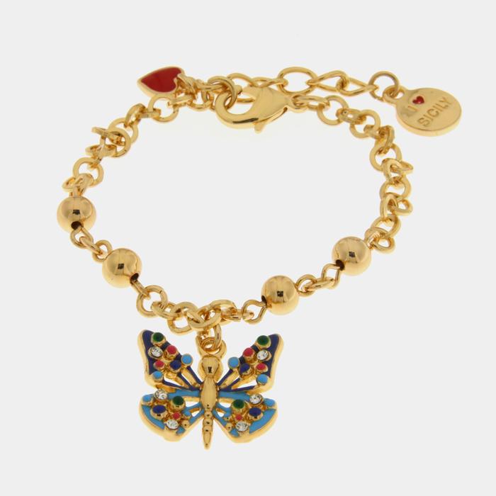 Bracciale in Metallo con farfalla colorata