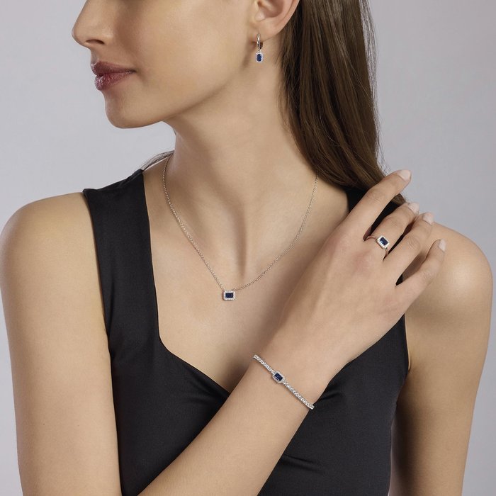 Girocollo in argento con zaffiro sintetico taglio baguette COOL OR RÉTRO?
