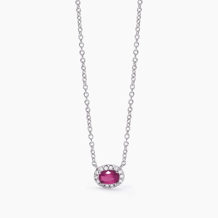 Girocollo in argento con rubino sintetico ovale COOL OR RÉTRO?