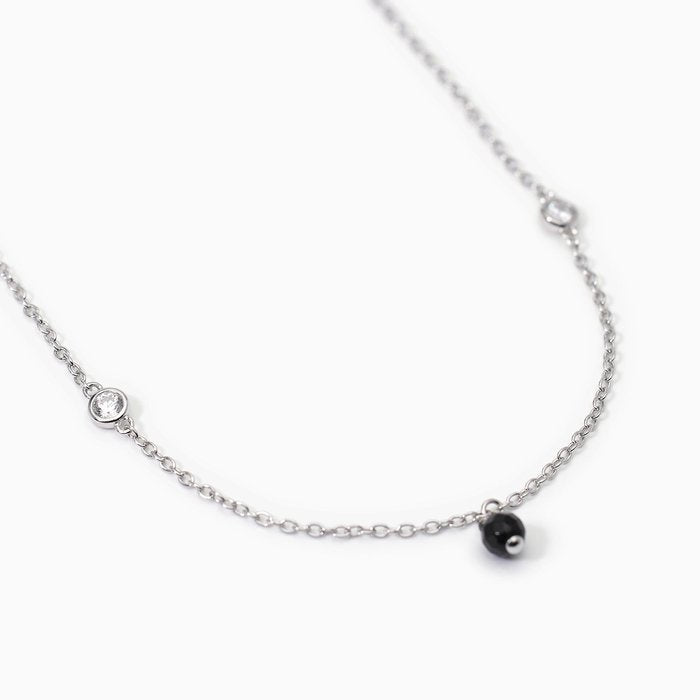Catena girovita in argento con agata nera VIVA LA VIDA