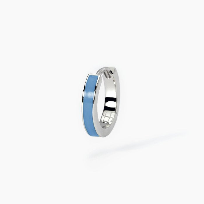 Orecchino in argento a cerchio con smalto blu COLOR BLOCK