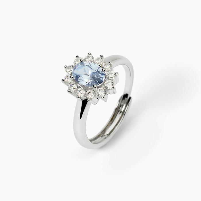 Anello in argento con acquamarina sintetica ovale COOL OR RÉTRO?
