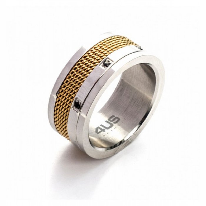 Anello a fascia e zirconi neri