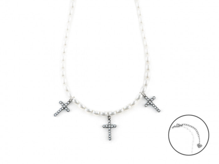 Collana perle e croci