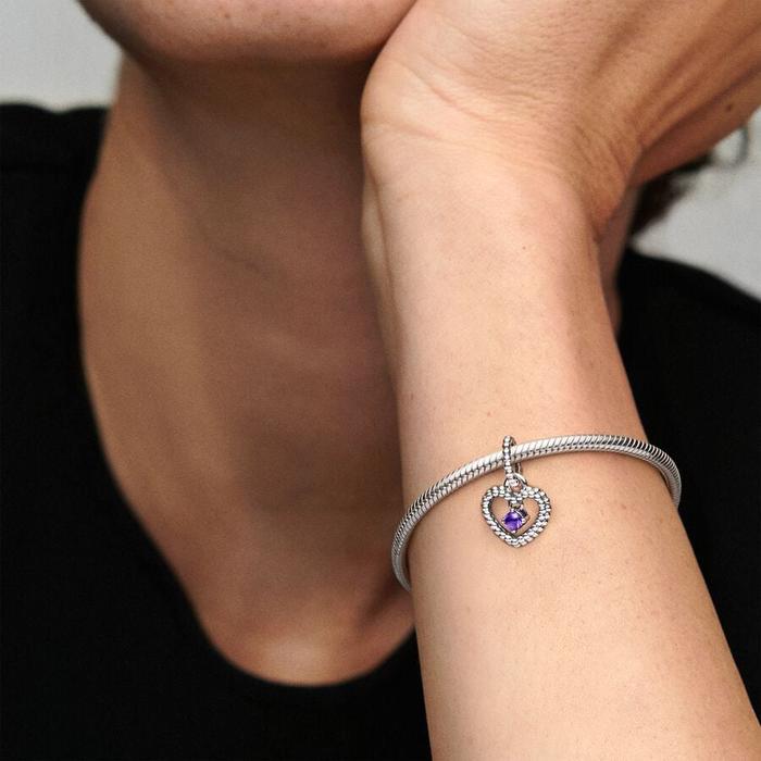 Charm Pendente Cuore Viola Febbraio
