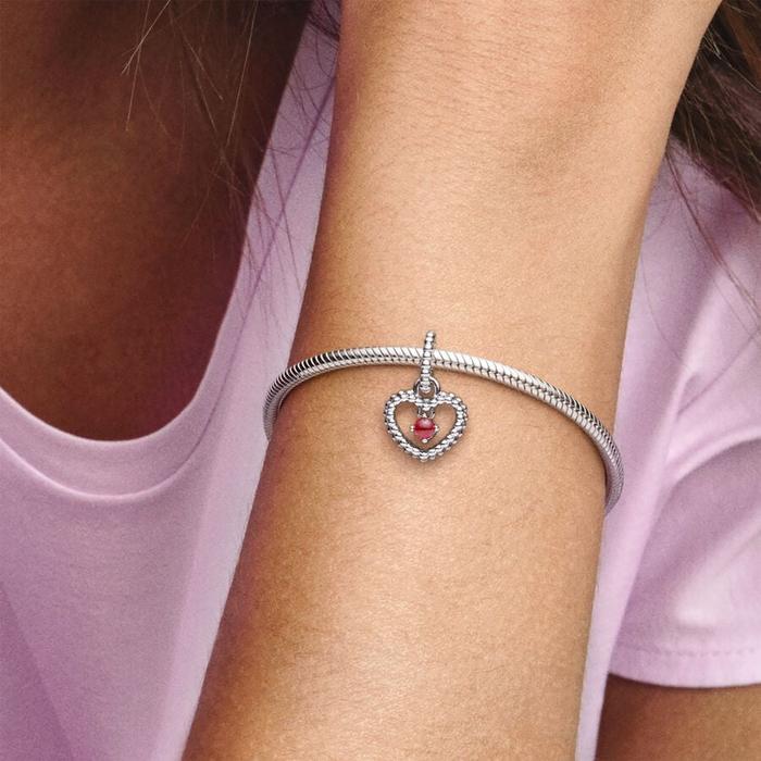 Charm Pendente Cuore Rosso Scuro Gennaio