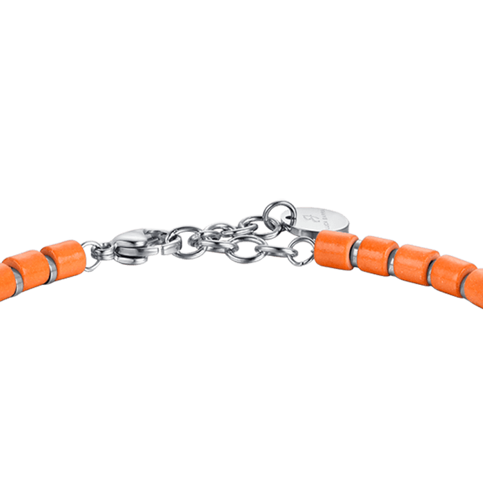 BRACCIALE UOMO IN ACCIAIO CON PIETRE ARANCIONI