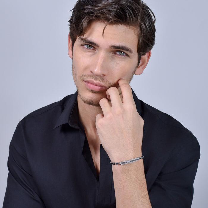 BRACCIALE UOMO IN ACCIAIO PAPA' SEI LA MIA ANCORA