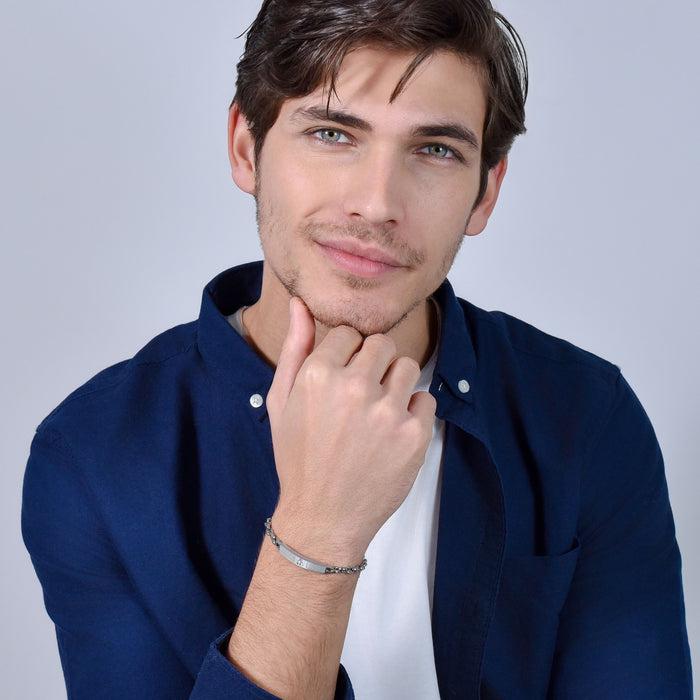 BRACCIALE UOMO IN ACCIAIO CON ANCORA IP ROSE