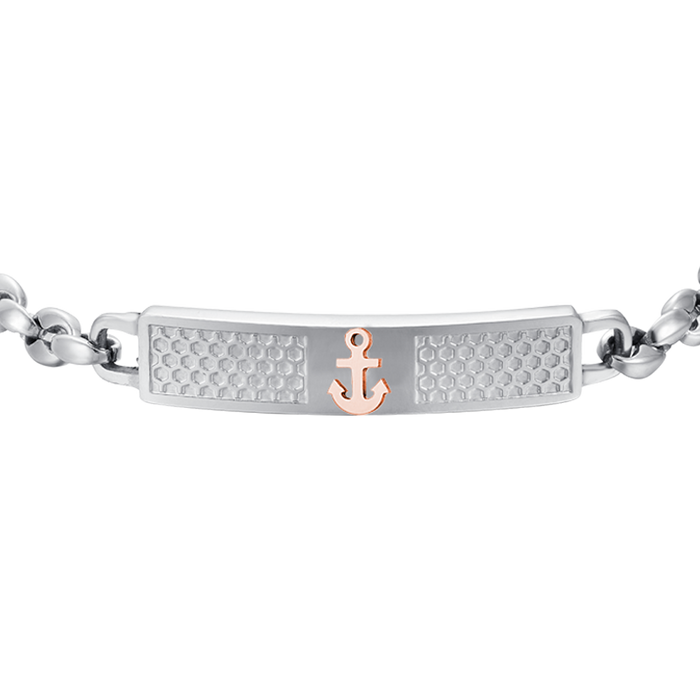 BRACCIALE UOMO IN ACCIAIO CON ANCORA IP ROSE