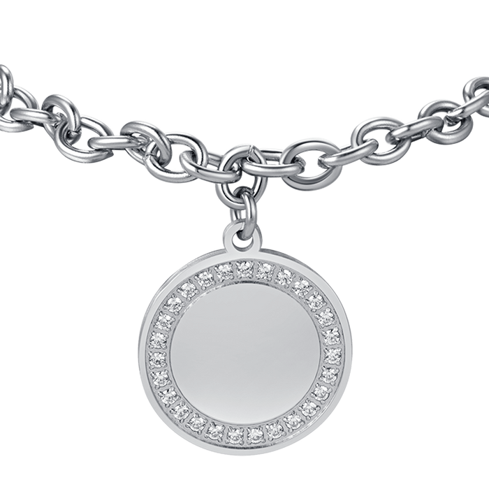 BRACCIALE DONNA IN ACCIAIO CON CRISTALLI BIANCHI